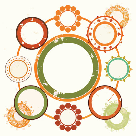 Edgy Grunge Frames: A Collection of Circular Designs with Distressed Effectsのイラスト素材