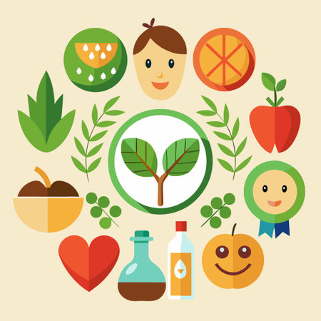 Comprehensive Collection of Vegan Icon Vectors for Creative Designsのイラスト素材