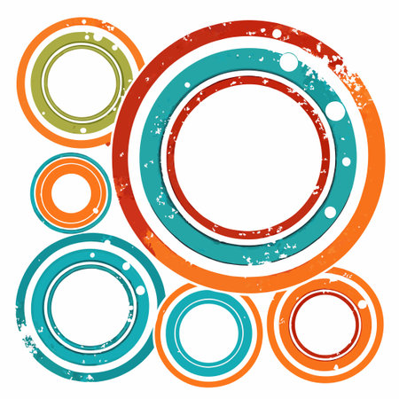 Versatile Collection of Circular Grunge Frames for Your Designsのイラスト素材