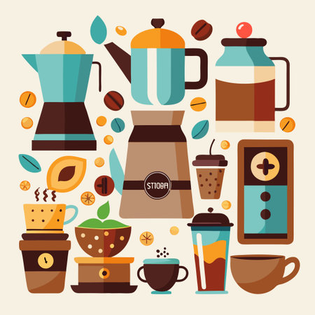 Collection of Coffee and Cafe Essential Vector Clipartのイラスト素材