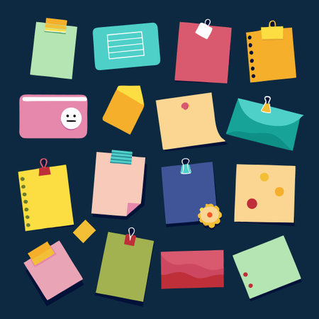 Vibrant Collection of Colorful Sticky Note Illustrationsのイラスト素材