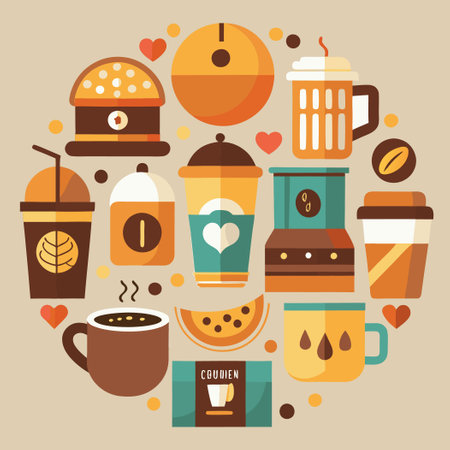 Comprehensive Vector Icon Collection for Stylish Coffee Shop Designsのイラスト素材