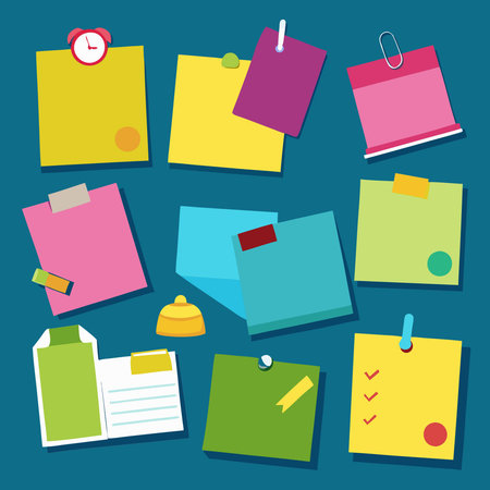 Vibrant Assortment of Colorful Sticky Note Illustrations