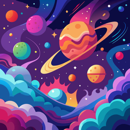 Majestic Nebula Symphony: A Kaleidoscope of Cosmic Colors and Formsのイラスト素材