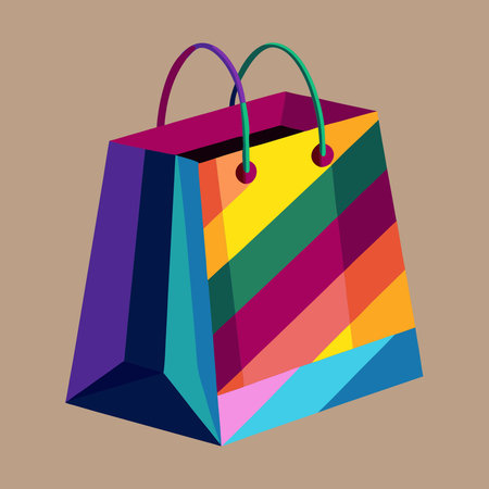 Vibrant Shopping Paper Bag Mockup in a Colorful Displayのイラスト素材