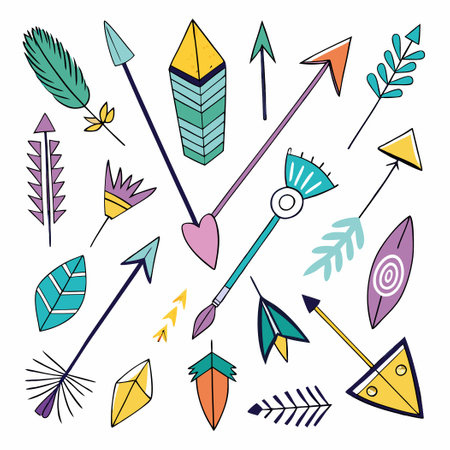Stylistic Doodle Illustration Featuring a Collection of Arrowsのイラスト素材