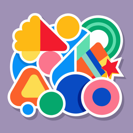 Vibrant Abstract Shape Stickers Collection with Eye-Catching Huesのイラスト素材