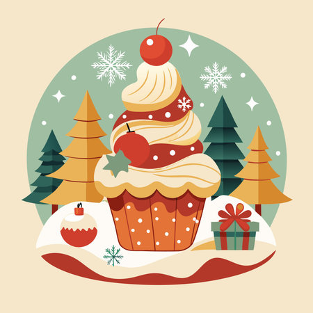 Creamy Winter Wonderland with Christmas Aestheticのイラスト素材