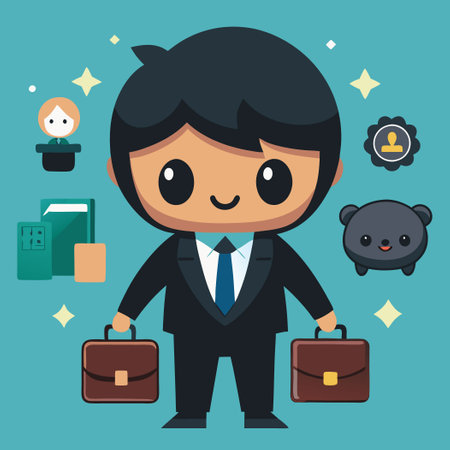 Professional and Diverse Black Business Characters and Icons for Presentations and Marketingのイラスト素材