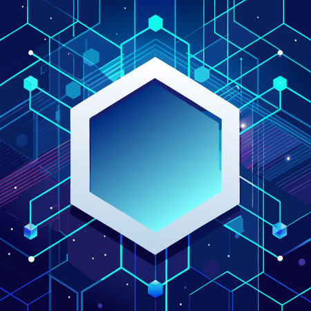 Modern Digital Technology Background with Hexagon Framesのイラスト素材