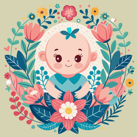 Enchanting Baby Shower Invitation with Adorable Cherubic Designのイラスト素材