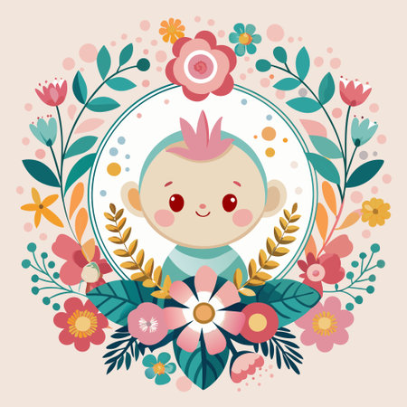 Enchanting Baby Shower Invitation Featuring an Adorable Baby Animalのイラスト素材