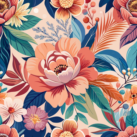 Graceful Floral Tapestry with Delicate Blossoms and Intricate Detailのイラスト素材
