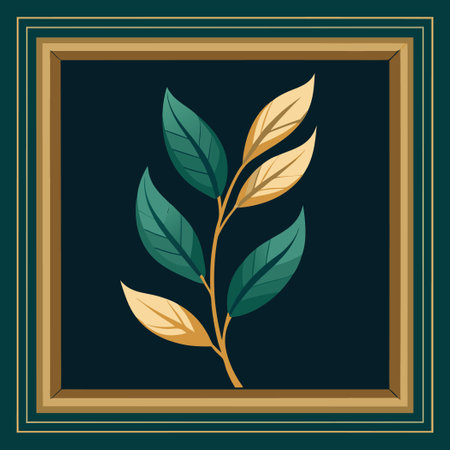 Exquisite Leafy Frame with Graceful Plant Curvesのイラスト素材