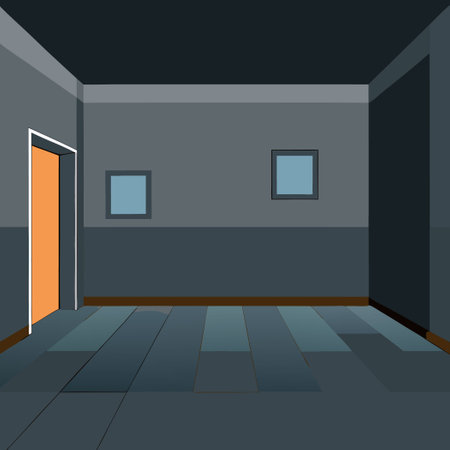 Minimalist Mockup of an Empty Room with a Dark Gray Wallのイラスト素材
