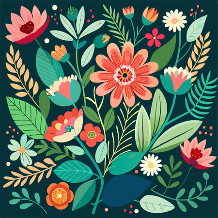 Enchanting Floral Dreamscape with Soft Hues and Delicate Bloomsのイラスト素材