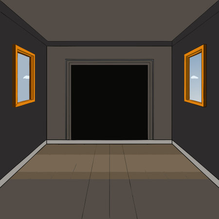 Modern Room with Black Accent Wall and Neutral Decor Mockupのイラスト素材