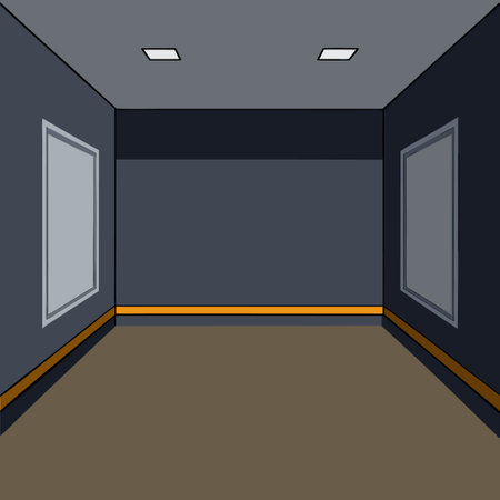 Modern Empty Room Interior with Dark Gray Wall and Sparse Decor Mockupのイラスト素材