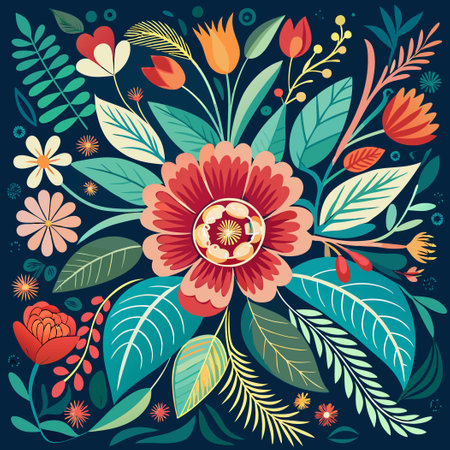 Enchanting Floral Background Symphony in Five Vibrant Huesのイラスト素材