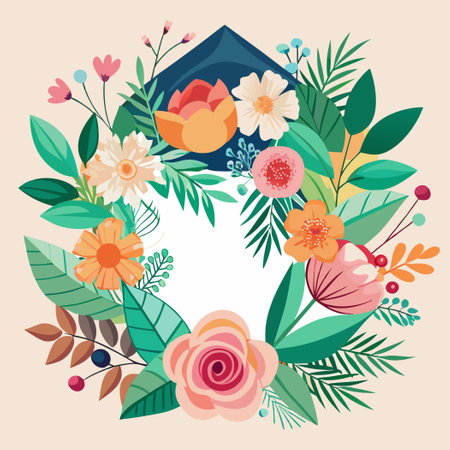 Elegant Floral Wedding Invitation Mockup Design with Soft Pastel Colorsのイラスト素材