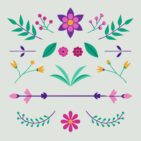Extensive Collection of Ornate Floral Dividers for Decorative Embellishmentのイラスト素材