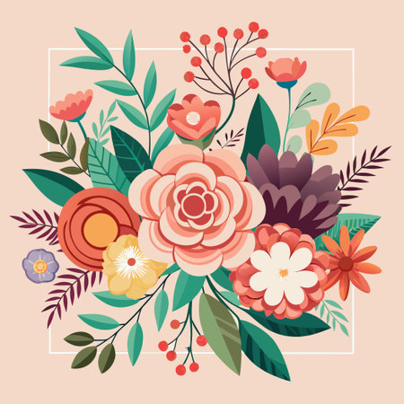 Eye-catching Floral Wedding Invitation Mockup with Delicate Botanical Detailsのイラスト素材