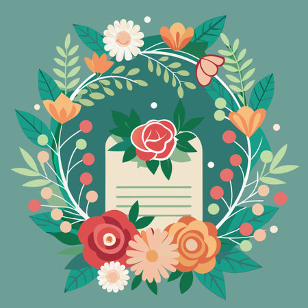 Enchanting Floral Wedding Invitation with Delicate Detailsのイラスト素材