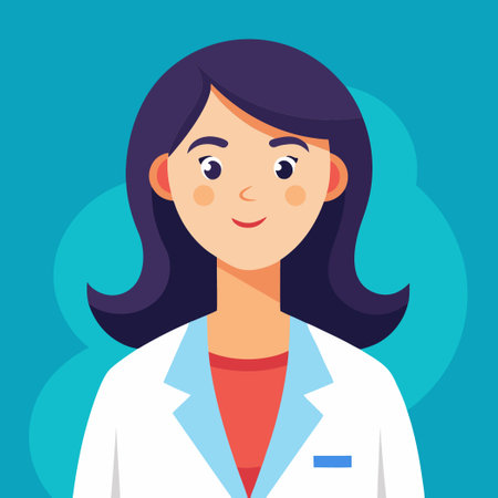 Confident Female Scientist Wearing Lab Coat in a Laboratory Settingのイラスト素材