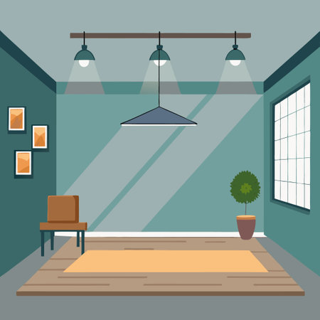 Minimalist Loft Interior Decor with Empty Room Wall Mockup PSDのイラスト素材
