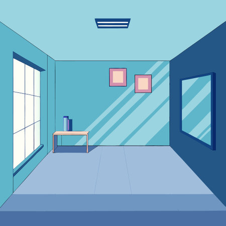 Pastel Blue Minimalist Room with Ample Space and Natural Lightのイラスト素材