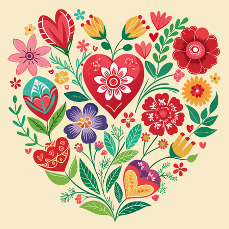 Heartfelt Blossom Assortment in a Florid Collectionのイラスト素材