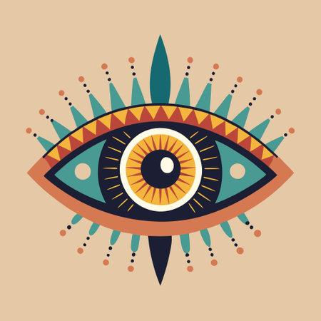 Modern Boho Style Collection of Abstract Eye Illustrations Isolated on White Backgroundのイラスト素材