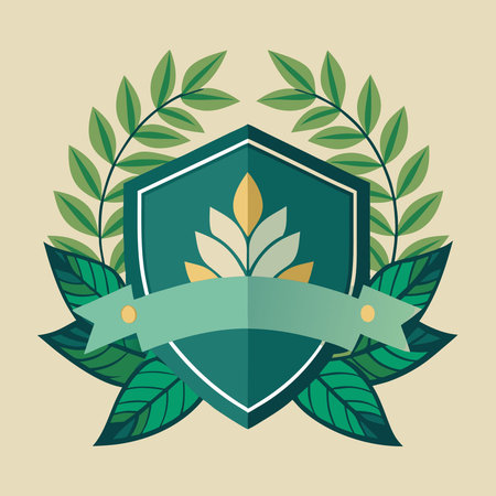 Nature's Verdant Crest Framed within an Elegant Badge Emblemのイラスト素材