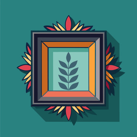 Close-up of a Framed Picture Hanging on a Wall in a Neutral-toned Roomのイラスト素材