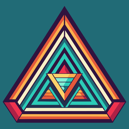 Geometric Triangle Pattern Illustration in Shades of Blue and Green