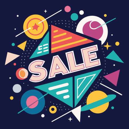 Vibrant Geometric Sale Banners with Ample Text Space for Promotionsのイラスト素材