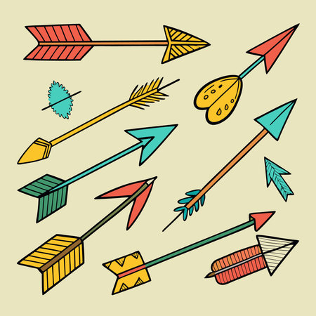 Hand-Drawn Arrow Illustrations: A Diverse Collection of Six Expressive Designsのイラスト素材