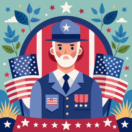 Captivating Memorial Day Background Honoring American Heroes with American Flagsのイラスト素材