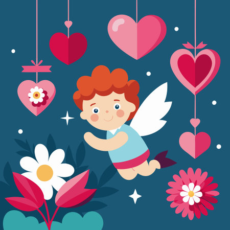 Adorable Valentine's Day Card with Cascading Paper Hearts
