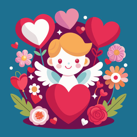 Volumetric Happy Valentine's Day Greeting Card with Romantic Heart Designのイラスト素材