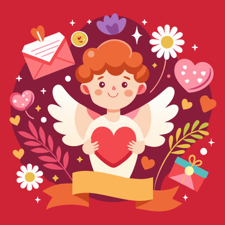 Captivating Valentine's Day Card or Banner Design Template Textのイラスト素材