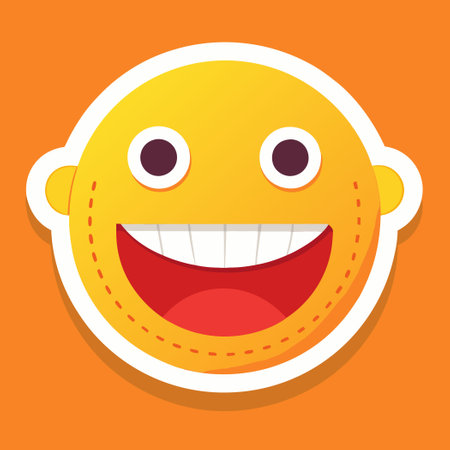 Cheerful Yellow Perforated Paper Smiley Face Graphicのイラスト素材