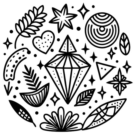 Expansive Collection of Hand-Drawn Doodle Shapes and Designsのイラスト素材