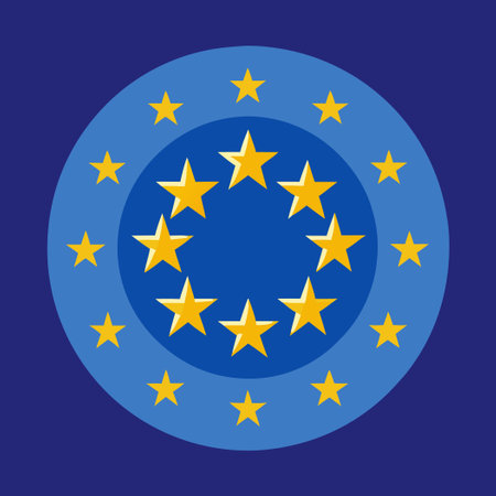 Detailed Illustration of the European Union Flag with Twelve Stars on a Blue Backgroundのイラスト素材
