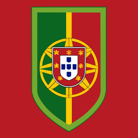 Detailed Illustration of the National Flag of Portugal with Geometric Shapesのイラスト素材