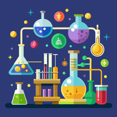 Detailed Illustration of Essential Chemistry Laboratory Equipmentのイラスト素材