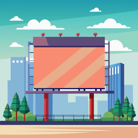 High-Impact Outdoor Advertising: Large Rectangular Billboard Mockupのイラスト素材