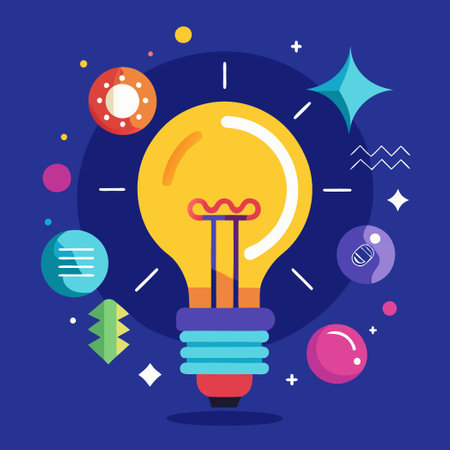 Creative Light Bulb Ideas for Problem Solving and Innovationのイラスト素材