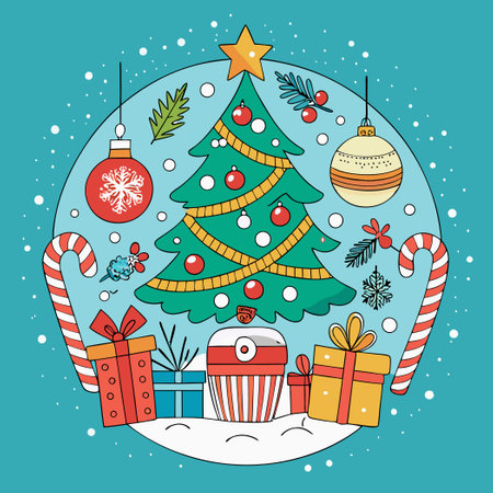 Charming Hand-Drawn Card Extending Festive Christmas Greetingsのイラスト素材
