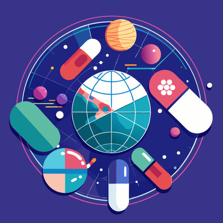 Geometric Patterned Capsules for Global Health Initiativesのイラスト素材